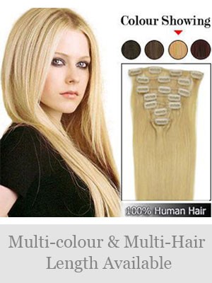 7 Pcs From 14" Straight Clip In Full Head Set
