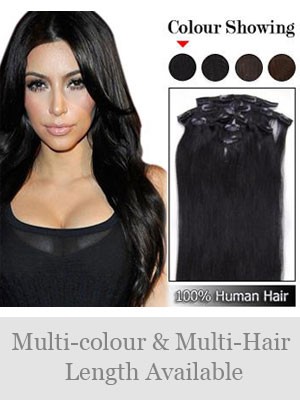 7 Pcs From 14" Straight Clip In Full Head Set