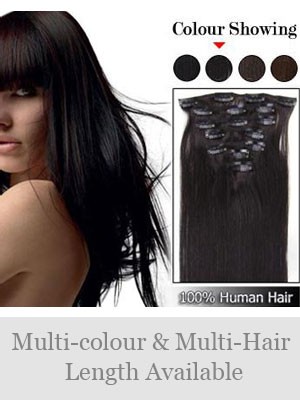 7 Pcs From 14" Straight Clip In Full Head Set