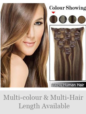 7 Pcs From 14" Straight Clip In Full Head Set