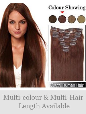 7 Pcs From 14" Straight Clip In Full Head Set