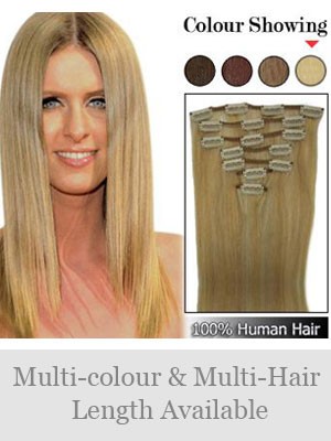 7 Pcs From 14" Straight Clip In Full Head Set