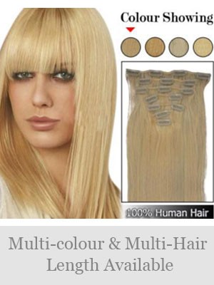 7 Pcs From 14" Straight Clip In Full Head Set