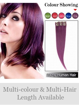 20" Highlight 6 Pcs Clip In Human Hair Extensions