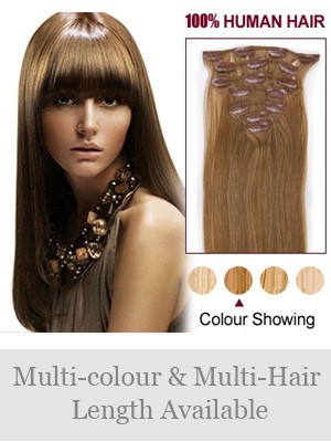 7 Pcs From 14" Straight Clip In Full Head Set