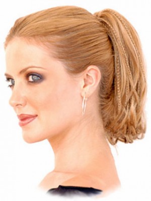 8" Alternating Straight And Braided Synthetic Ponytail