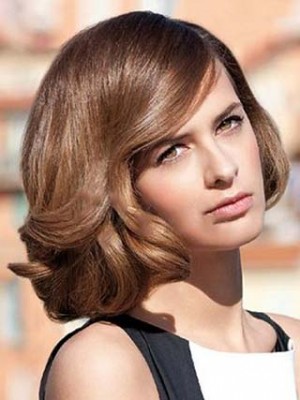 Life Lovely Meidum Bob Big Wavy Frontal Lace Wig 100% Indian Remy Hair About 12 Inches