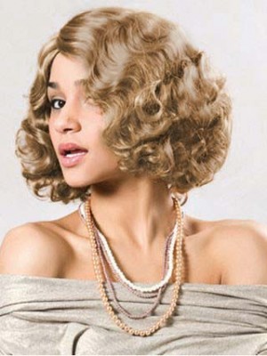 Medium Length Capless Curly Synthetic Wig