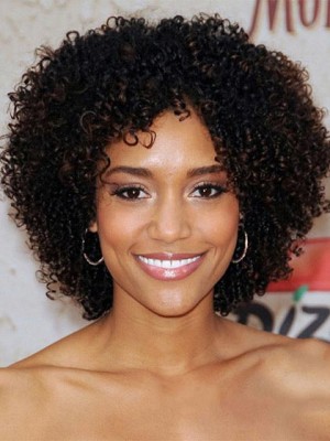 Dainty Short Curly African American Lace Wigs For Women