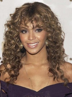 European Style Long Curly Brown African American Lace Wigs For Women