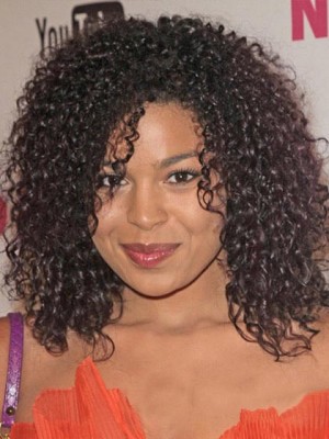 Modern Medium Curly Brown African American Lace Wigs For Women