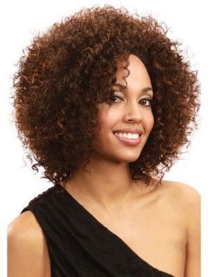 Top-rated Short Curly Brown No Bang African American Lace Wigs For Women 10 Inch