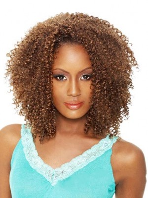 Short Curly Brown No Bang African American Lace Wigs For Women 12 Inch