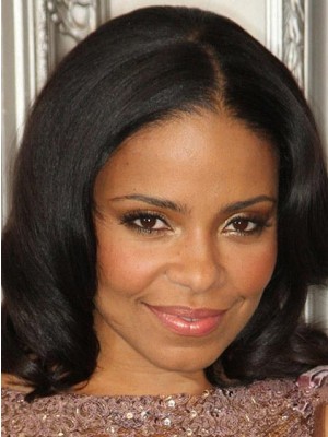 Soft Medium Wavy Black African American Full Lace Wigs For Women