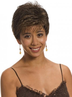 Pretty Short Straight Side Bang African American Lace Wigs For Women