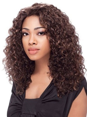 Attractive Medium Curly African American Lace Wigs For Women 16 Inch