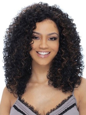 Special Cool Medium Curly Black African American Lace Wigs For Women 14 Inch 