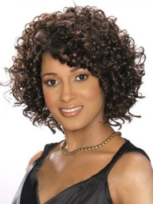 Delicate Medium Curly African American Lace Wigs For Women 10 Inch