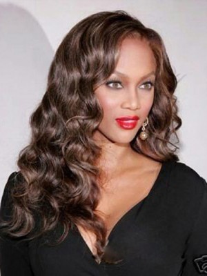 Hand Knitted Long Curly Brown African American Wigs