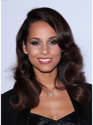 Delicate Long Curly Brown African American Lace Wigs