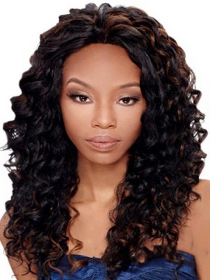 Inexpensive Long Curly No Bang African American Lace Wigs For Women