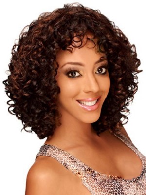 Wonderful Short Curly Side Bang African American Lace Wigs For Women