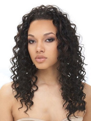 Dainty Long Curly No Bang African American Lace Wigs For Women