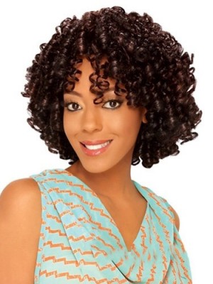 Special Cool Short Curly Side Bang African American Lace Wigs For Women