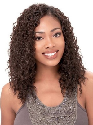 Medium Curly No Bang African American Lace Wigs For Women 16 Inch 