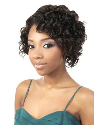 Delicate Short Curly Side Bang African American Lace Wigs For Women 10 Inch