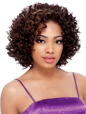 Fashionable Short Curly No Bang African American Lace Wigs For Women 10 Inch