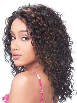 Fabulous Medium Curly No Bang African American Lace Wigs For Women 16 Inch