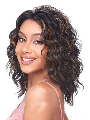 Elegant Medium Curly African American Lace Wigs For Women 12 Inch