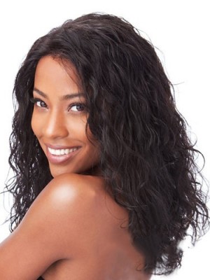 New Medium Curly No Bang African American Lace Wigs For Women 14 Inch