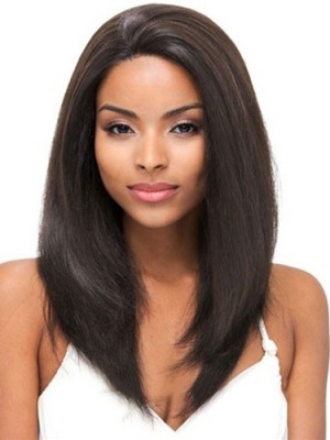 Sale Wigs Medium Straight No Bang African American Lace Wigs For Women 16 Inch 