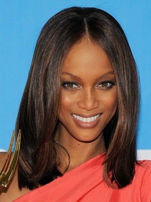 Dainty Medium Straight African American Full Lace Wigs For Women 14 Inch