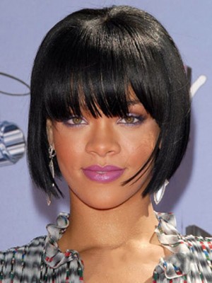 Short Straight Black African American Wigs For Women 8 Inch