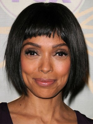Shining Short Straight Black African American Wigs For Women 10 Inch