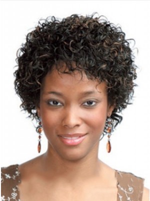 European Style Short Curly Side Bang African American Lace Wigs For Women