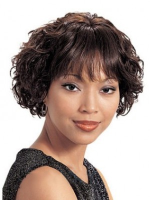 Chic Short Wavy Full Bang African American Wigs For Women