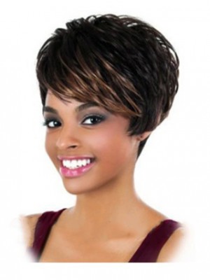 Multi-function Short Wavy Full Bang African American Wigs For Women
