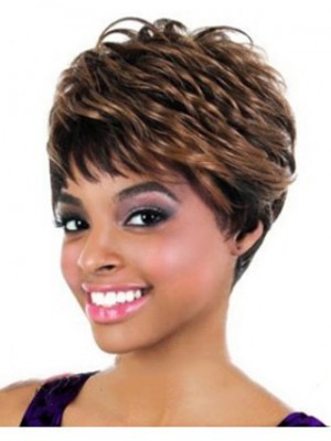 Mysterious Short Wavy Full Bang African American Wigs For Women