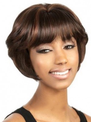 New Short Straight Full Bang African American Wigs For Women