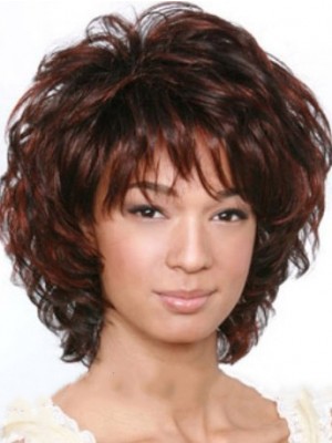 Cheap Colored Short Brown Side Bang African American Wigs For Women
