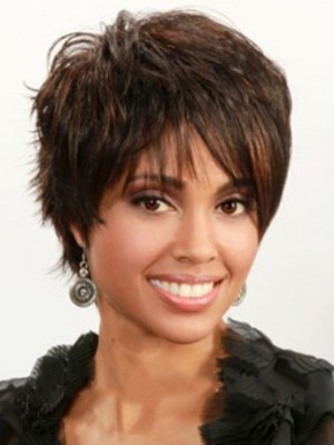 Impressive Short Wavy Side Bang African American Lace Wigs For Women