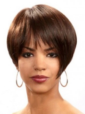 Stylish Short Straight Full Bang African American Wigs For Women