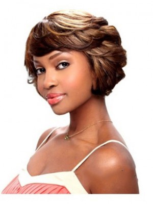 Fashionable Short Wavy Full Bang African American Wigs For Women