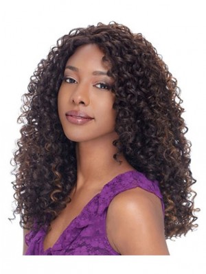 The Fresh Long Curly Sepia No Bang African American Lace Wigs