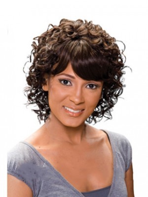 Lustrous Curly Side Bang African American Wigs For Women