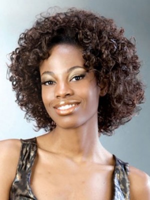 Newest Short Curly No Bang African American Lace Wigs For Women